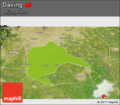 Physical 3D Map of Daxing, satellite outside