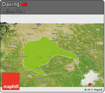 Physical 3D Map of Daxing, satellite outside