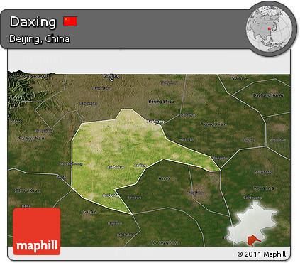 Satellite 3D Map of Daxing, darken