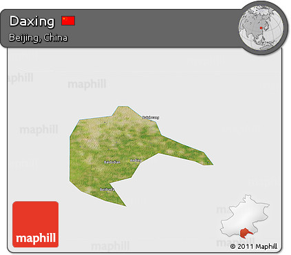 Satellite 3D Map of Daxing, single color outside