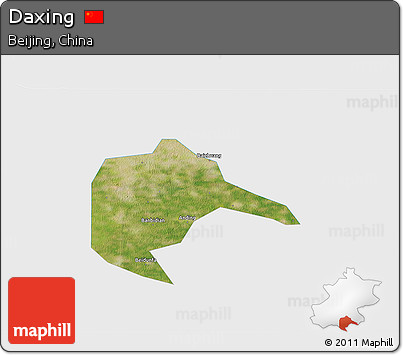 Satellite 3D Map of Daxing, single color outside