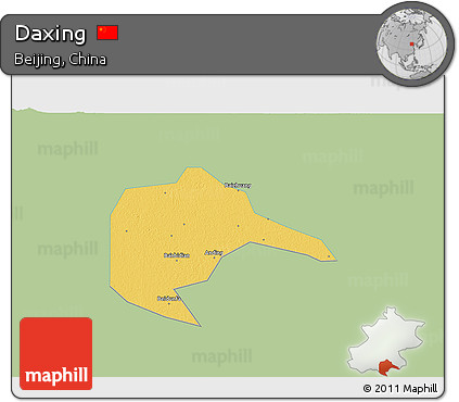 Savanna Style 3D Map of Daxing, single color outside
