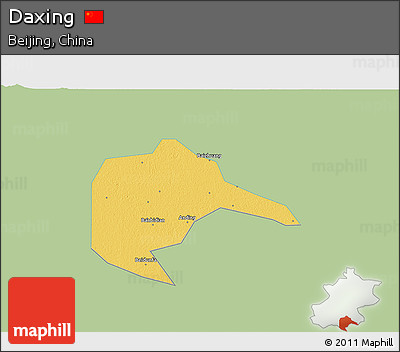 Savanna Style 3D Map of Daxing, single color outside