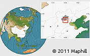 Satellite Location Map of Daxing, highlighted country, highlighted parent region