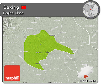 Physical Map of Daxing, lighten, semi-desaturated