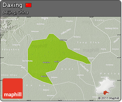 Physical Map of Daxing, lighten, semi-desaturated