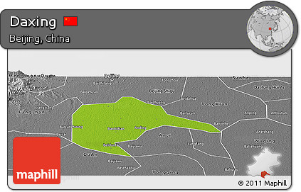 Physical Panoramic Map of Daxing, desaturated
