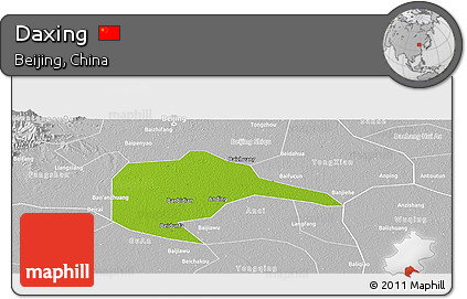Physical Panoramic Map of Daxing, lighten, desaturated