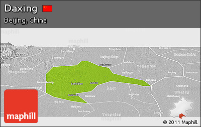 Physical Panoramic Map of Daxing, lighten, desaturated