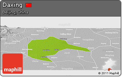 Physical Panoramic Map of Daxing, lighten, desaturated