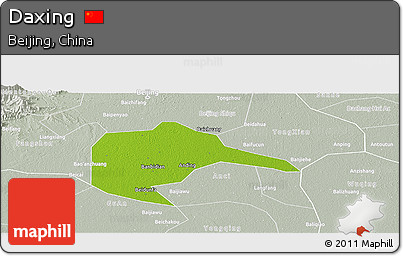 Physical Panoramic Map of Daxing, lighten, semi-desaturated