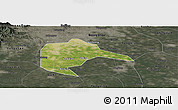 Satellite Panoramic Map of Daxing, darken, semi-desaturated