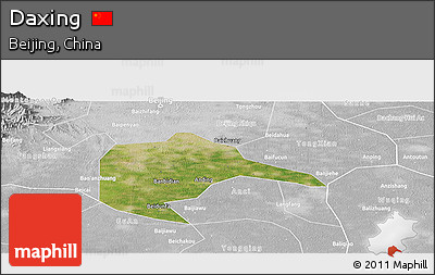 Satellite Panoramic Map of Daxing, lighten, desaturated