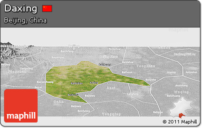 Satellite Panoramic Map of Daxing, lighten, desaturated