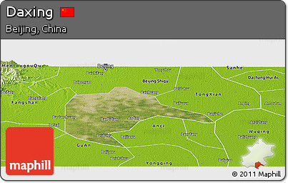 Satellite Panoramic Map of Daxing, physical outside