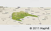Satellite Panoramic Map of Daxing, shaded relief outside