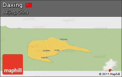 Savanna Style Panoramic Map of Daxing, single color outside