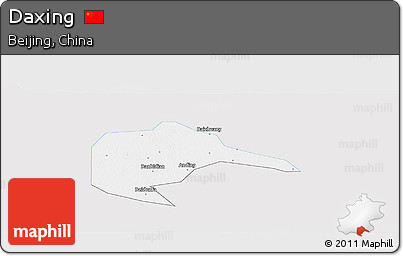 Silver Style Panoramic Map of Daxing, single color outside