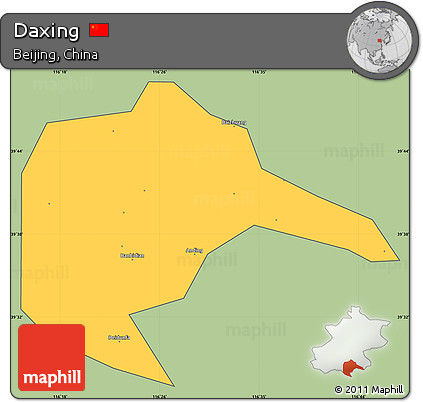 Savanna Style Simple Map of Daxing, cropped outside