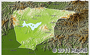 Physical 3D Map of Miyun, darken