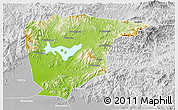 Physical 3D Map of Miyun, lighten, desaturated