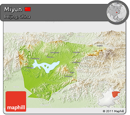 Physical 3D Map of Miyun, lighten