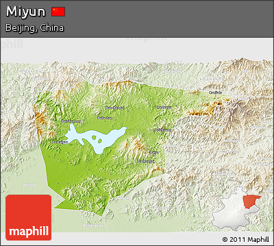 Physical 3D Map of Miyun, lighten