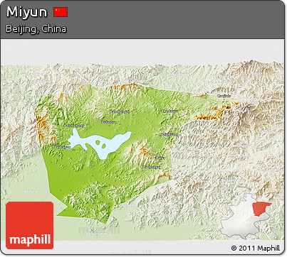 Physical 3D Map of Miyun, lighten