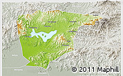 Physical 3D Map of Miyun, lighten, semi-desaturated