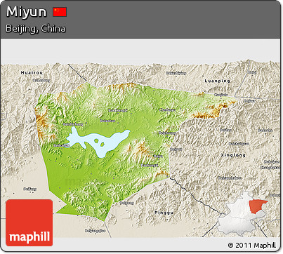 Physical 3D Map of Miyun, shaded relief outside