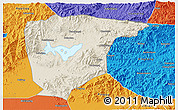 Shaded Relief 3D Map of Miyun, political outside