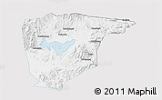 Silver Style 3D Map of Miyun, single color outside
