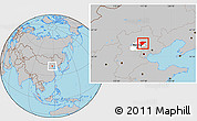 Gray Location Map of Miyun, highlighted parent region