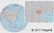 Gray Location Map of Miyun, hill shading