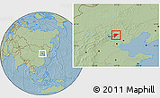 Savanna Style Location Map of Miyun, hill shading