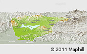 Physical Panoramic Map of Miyun, lighten, semi-desaturated