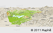 Physical Panoramic Map of Miyun, shaded relief outside