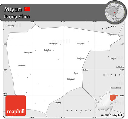 Silver Style Simple Map of Miyun