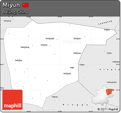Silver Style Simple Map of Miyun