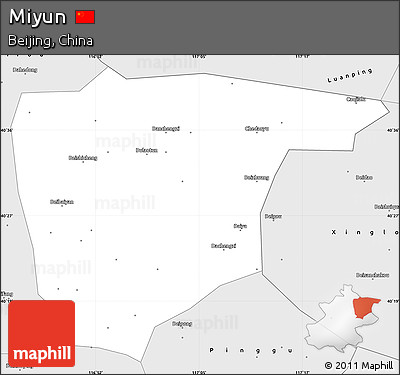 Silver Style Simple Map of Miyun