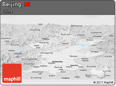 Silver Style Panoramic Map of Beijing