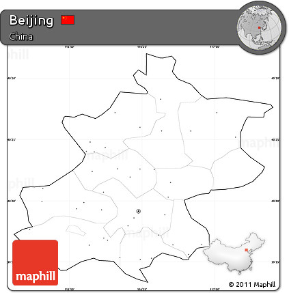 Blank Simple Map of Beijing, cropped outside, no labels