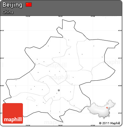 Blank Simple Map of Beijing, cropped outside, no labels