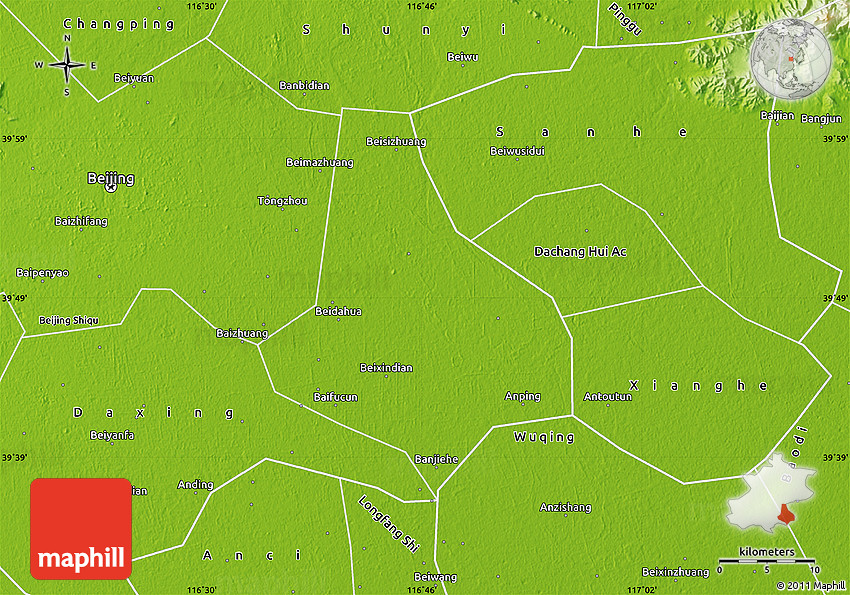 Physical Map of Tong Xian