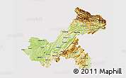 Physical 3D Map of Chongqing, cropped outside