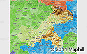 Physical 3D Map of Chongqing, political shades outside