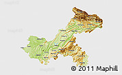 Physical 3D Map of Chongqing, single color outside