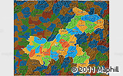 Political 3D Map of Chongqing, darken