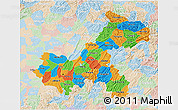 Political 3D Map of Chongqing, lighten