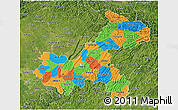 Political 3D Map of Chongqing, satellite outside